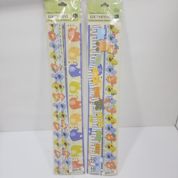 K & Company Adhesive Borders Paper Crafts 2 pack- Baby- Animal Theme 56 items - Picture 1 of 8